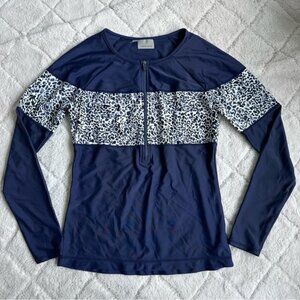 Athleta | Navy Half Zip Long Sleeve Rashguard Swimsuit Top | Size Small